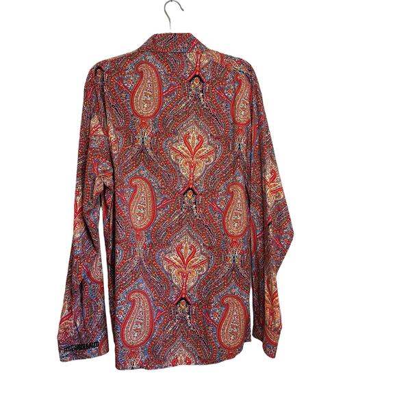 Vintage 90's Martithe + Francois Girbaud Orange Paisley Long Sleeve Shirt XXL - Picture 3 of 10